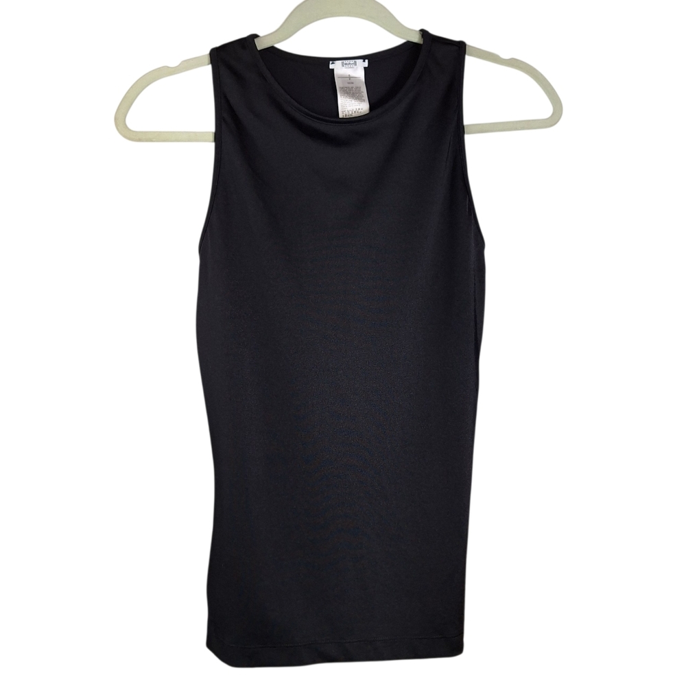 Wolford Tank Top Womens Small Shiny Black Stretch Jersey High Neck
